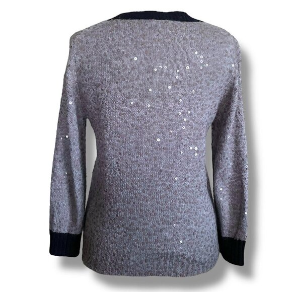 J Crew Womens Sweater Sz Medium Gray Wool Sequined Wool Mohair Holiday Preppy - Picture 5 of 6